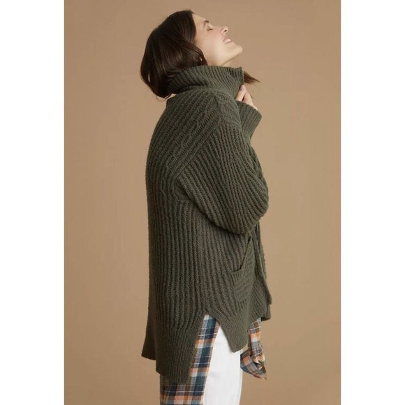 NWT $170 Anthropologie Pilcro Longline Zip Cardigan Sweater in Green Sz XS Z185 - Picture 3 of 5
